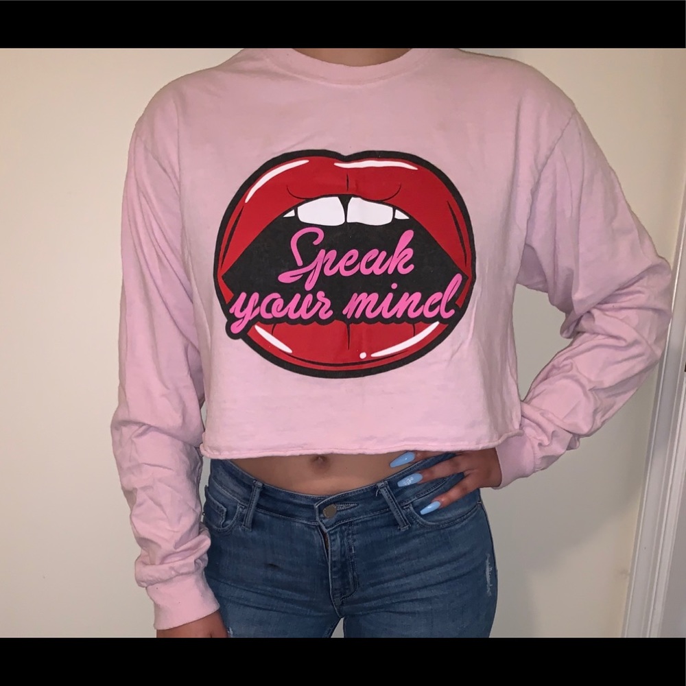Pink long sleeve crop top